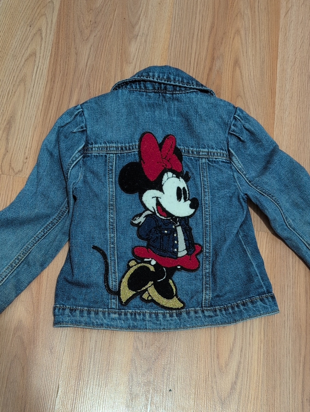 GAP Girls' Denim Jacket with Minnie Mouse Patch - Blue / Red / Gold